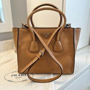 Prada Cognac Leather Structured Satchel